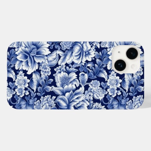 Indigo Blue Flowers Case-Mate iPhone Hülle (Rückseite (Horizontal))