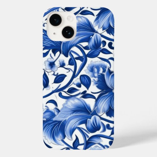 Indigo Blue Flowers Case-Mate iPhone Hülle (Rückseite)