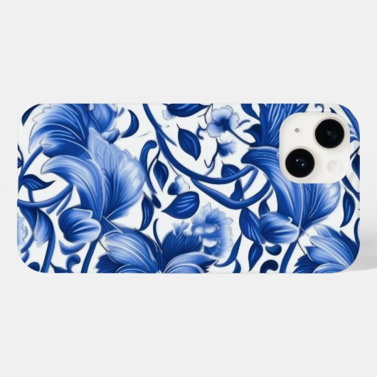 Indigo Blue Flowers Case-Mate iPhone Hülle (Rückseite (Horizontal))