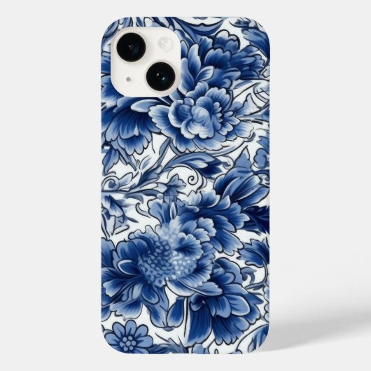 Indigo Blue Flowers Case-Mate iPhone Hülle (Rückseite)