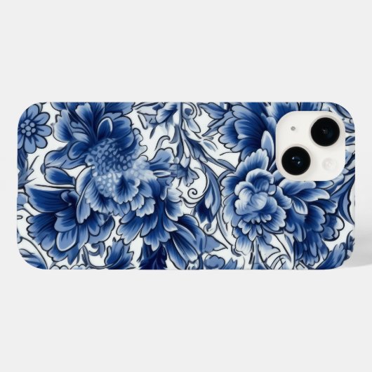 Indigo Blue Flowers Case-Mate iPhone Hülle (Rückseite (Horizontal))