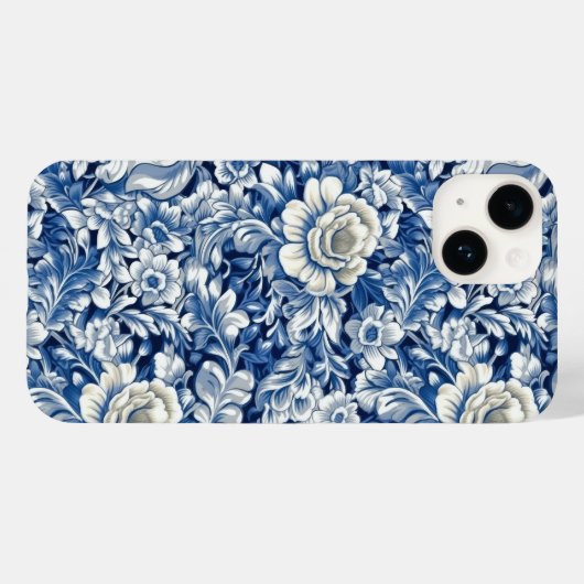 Indigo Blue Flowers Case-Mate iPhone Hülle (Rückseite (Horizontal))