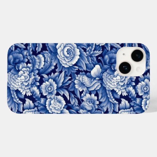 Indigo Blue Flowers Case-Mate iPhone Hülle (Rückseite (Horizontal))