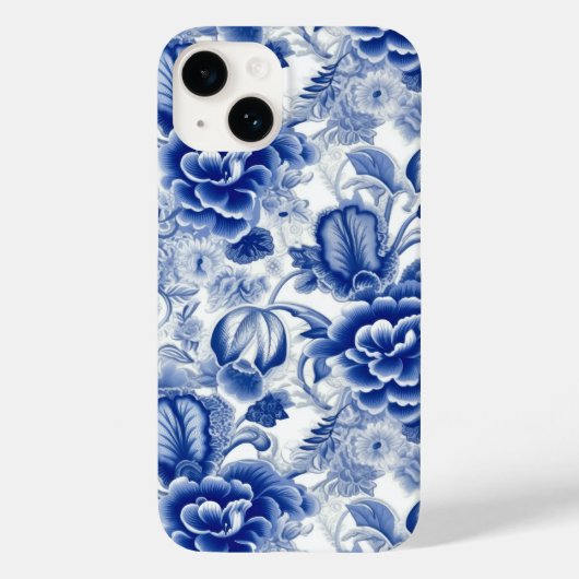 Indigo Blue Flowers Case-Mate iPhone Hülle (Rückseite)