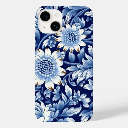 Indigo Blue Flowers Case-Mate iPhone Hülle (Rückseite)