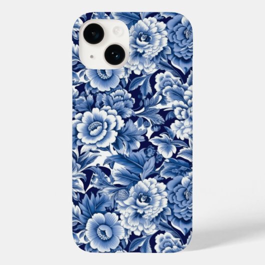 Indigo Blue Flowers Case-Mate iPhone Hülle (Rückseite)