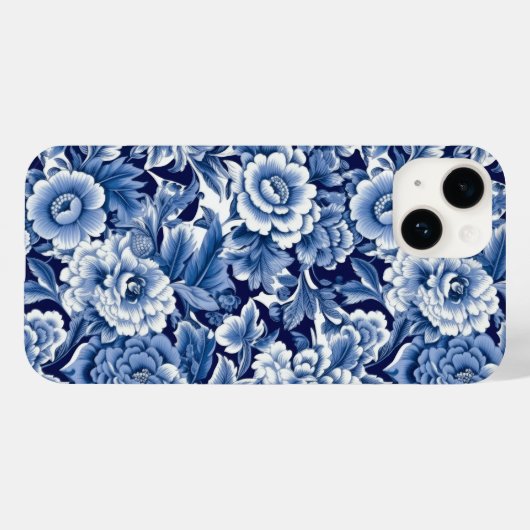 Indigo Blue Flowers Case-Mate iPhone Hülle (Rückseite (Horizontal))