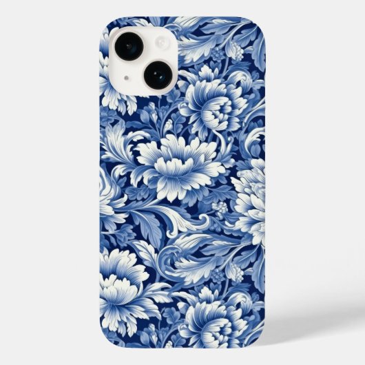 Indigo Blue Flowers Case-Mate iPhone Hülle (Rückseite)
