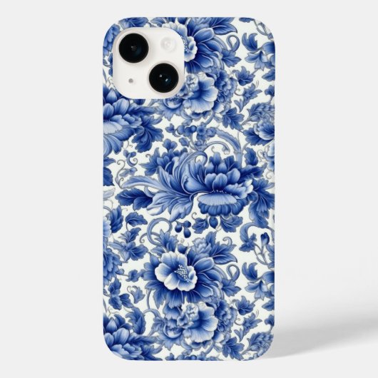 Indigo Blue Flowers Case-Mate iPhone Hülle (Rückseite)