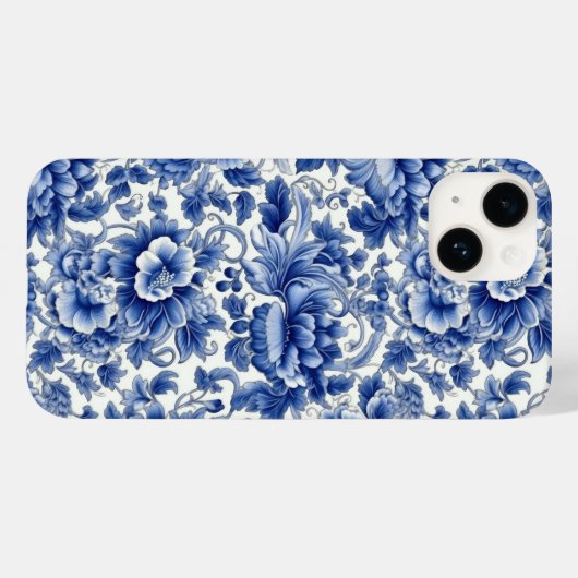 Indigo Blue Flowers Case-Mate iPhone Hülle (Rückseite (Horizontal))