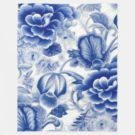 Indigo Blue Flowers Fleecedecke