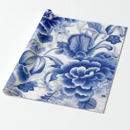 Indigo Blue Flowers Geschenkpapier
