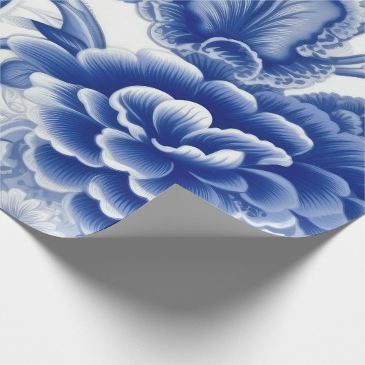 Indigo Blue Flowers Geschenkpapier (Ecke)
