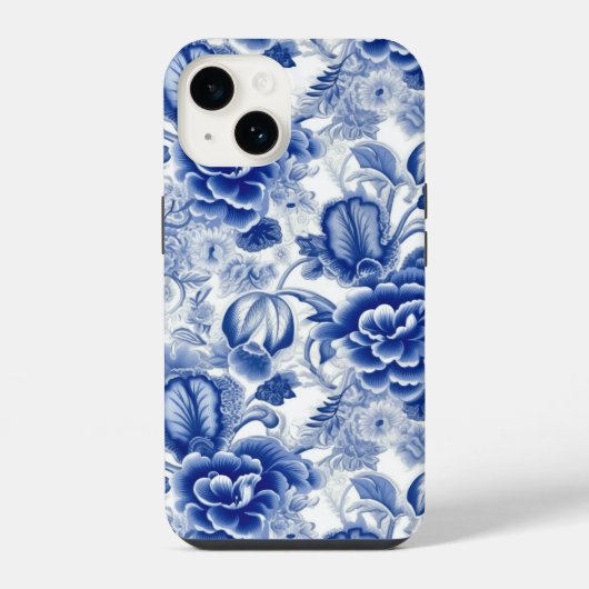 Indigo Blue Flowers iPhone Hülle (Rückseite)