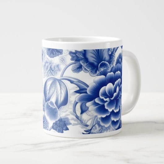 Indigo Blue Flowers Jumbo-Tasse (Vorderseite Rechts)