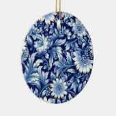 Indigo Blue Flowers Keramik Ornament (Rechts)