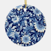 Indigo Blue Flowers Keramik Ornament (Vorne)