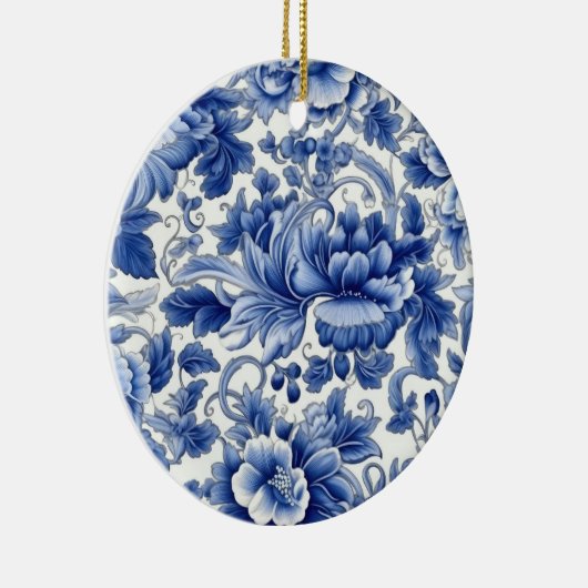 Indigo Blue Flowers Keramik Ornament (Rechts)