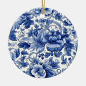 Indigo Blue Flowers Keramik Ornament (Vorne)