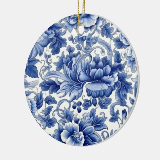 Indigo Blue Flowers Keramik Ornament (Links)