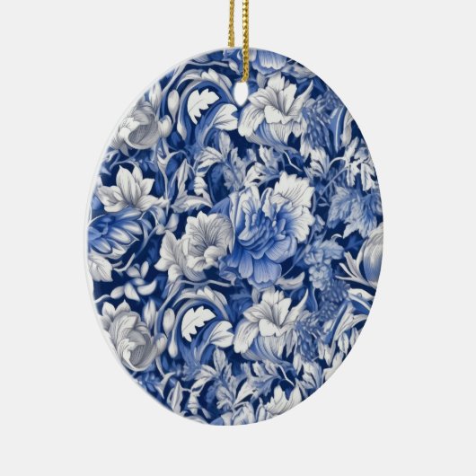 Indigo Blue Flowers Keramik Ornament (Rechts)