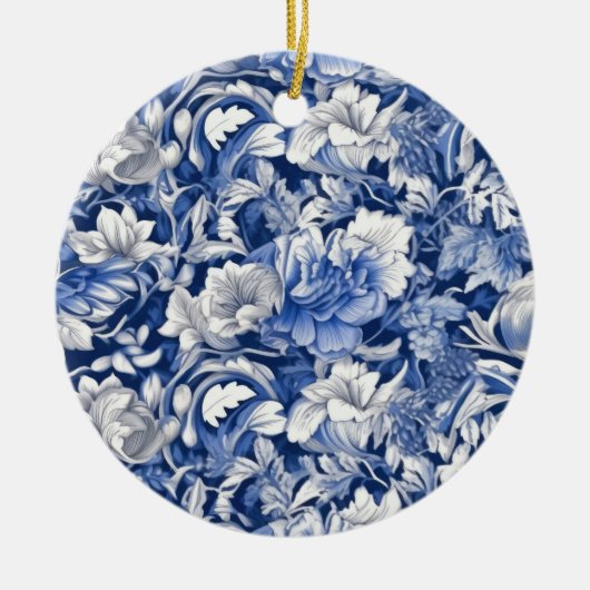 Indigo Blue Flowers Keramik Ornament (Vorne)