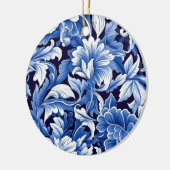 Indigo Blue Flowers Keramik Ornament (Links)