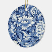 Indigo Blue Flowers Keramik Ornament (Links)
