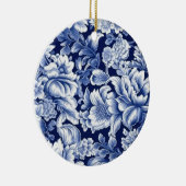Indigo Blue Flowers Keramik Ornament (Rechts)