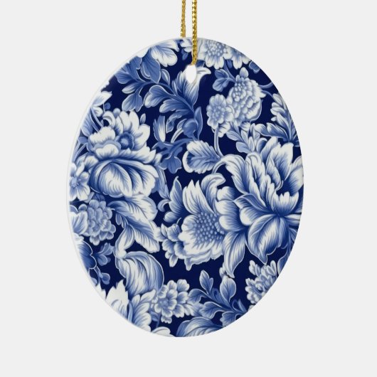 Indigo Blue Flowers Keramik Ornament (Rechts)