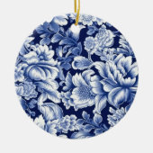 Indigo Blue Flowers Keramik Ornament (Vorne)