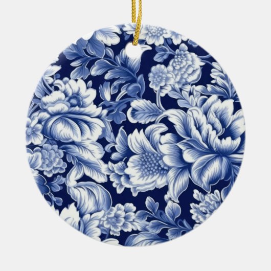 Indigo Blue Flowers Keramik Ornament (Vorne)