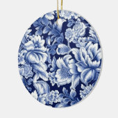 Indigo Blue Flowers Keramik Ornament (Links)