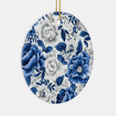 Indigo Blue Flowers Keramik Ornament (Rechts)