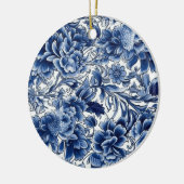 Indigo Blue Flowers Keramik Ornament (Links)