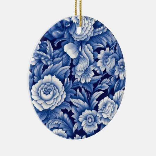 Indigo Blue Flowers Keramik Ornament (Rechts)