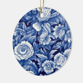 Indigo Blue Flowers Keramik Ornament (Links)
