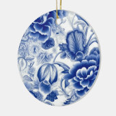 Indigo Blue Flowers Keramik Ornament (Links)