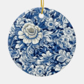 Indigo Blue Flowers Keramik Ornament (Vorne)