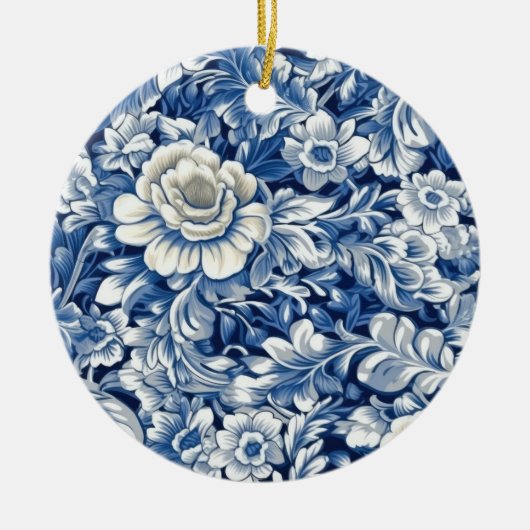 Indigo Blue Flowers Keramik Ornament (Vorne)