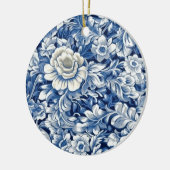 Indigo Blue Flowers Keramik Ornament (Links)