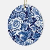 Indigo Blue Flowers Keramik Ornament (Links)