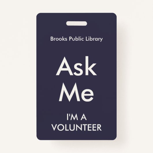 Indigo Blue Frag Me Abzeichen für Freiwillige Ausweis (Vorderseite)