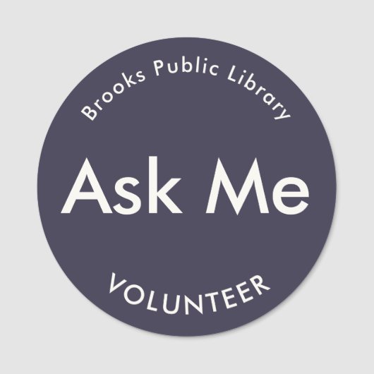 Indigo Blue Fragte Me Tasten für Freiwillige Magne Namensschild (Vorderseite)