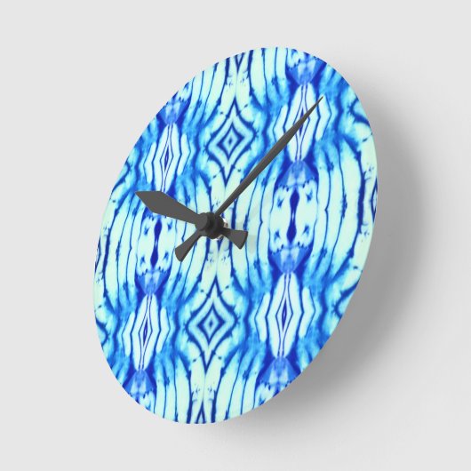 Indigo Blue Gefärbte Krawatte Wall Clock Runde Wanduhr (Winkel)