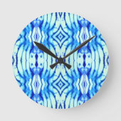 Indigo Blue Gefärbte Krawatte Wall Clock Runde Wanduhr (Vorderseite)