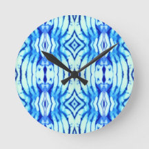 Indigo Blue Gefärbte Krawatte Wall Clock