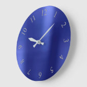 Indigo Blue Glitzer Gray Silver US UK Nummern Große Wanduhr (Winkel)
