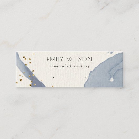 Indigo Blue Gold Abstrakt Stuhlvortrag Anzeige Mini Visitenkarte (Vorderseite)