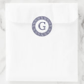 Indigo Blue Greece Key Monogram Umschlag Aufkleber (Tasche)